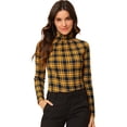 thumbnail image 3 of INSPIRE CHIC Blouse Décontractée à Carreaux pour Femme à Col Roulé Ajustée à Manches Longues, 3 of 6