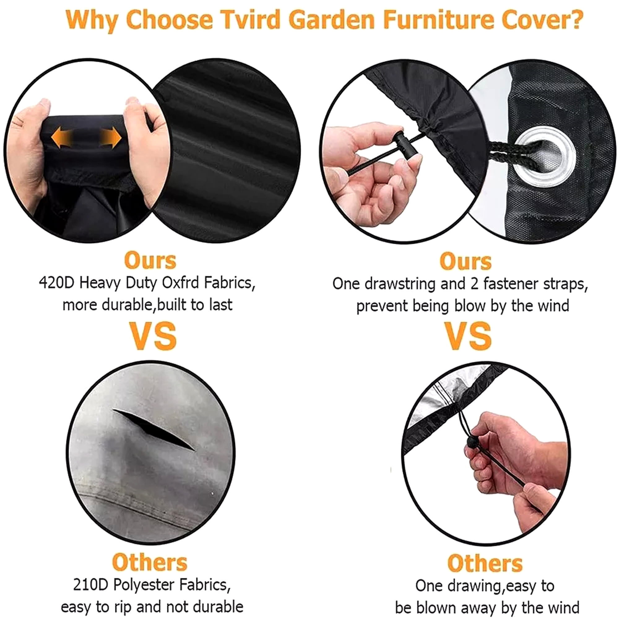 SHELTUSE Square Patio Furniture Covers, Waterproof Outdoor Square Furniture Covers, Tear-Resistant, Windproof Outdoor Cover for Garden, 78 L x 78 W x 35 H Inche Black