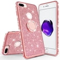 thumbnail image 4 of For Apple iPhone 8 Plus Case, Iphone 7 Plus Slim Soft TPU Glitter Bling Rhinestone Crystal Protective Cover w/ Finger Style Ring KickStand, 4 of 5