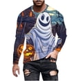 thumbnail image 2 of Yaoyar Men's Halloween Element Ghost Printed Pullover Long Sleeve Crew Neck T-Shirt Long Sleeve Crew Neck Top Multicolor XL, 2 of 5