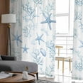 thumbnail image 4 of Coastal Coral Semi Sheer Curtains 96 Inch Length 2 Panels Set, Ocean Starfish Blue Conch Summer Sea Sheer Kitchen Curtain Privacy Voile Window Curtain for Living Room Bedroom Rod Pocket Drapes, 4 of 7