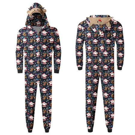 

Christmas Gifts Daddy Romper For Christmas Family Pajamas Cute Big Headed Deer Print Pjs Plaid Long Sleeve Jumpsuit Soft Casusal Holiday Sleepwear Imitation cotton Navy