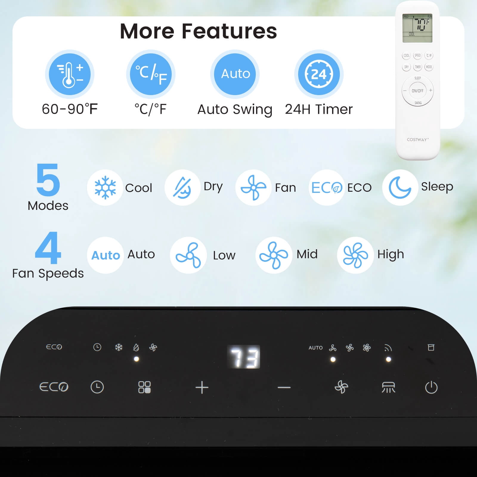 Costway 14000 BTU Inverter Portable Air Conditioner with APP Voice & Remote Control