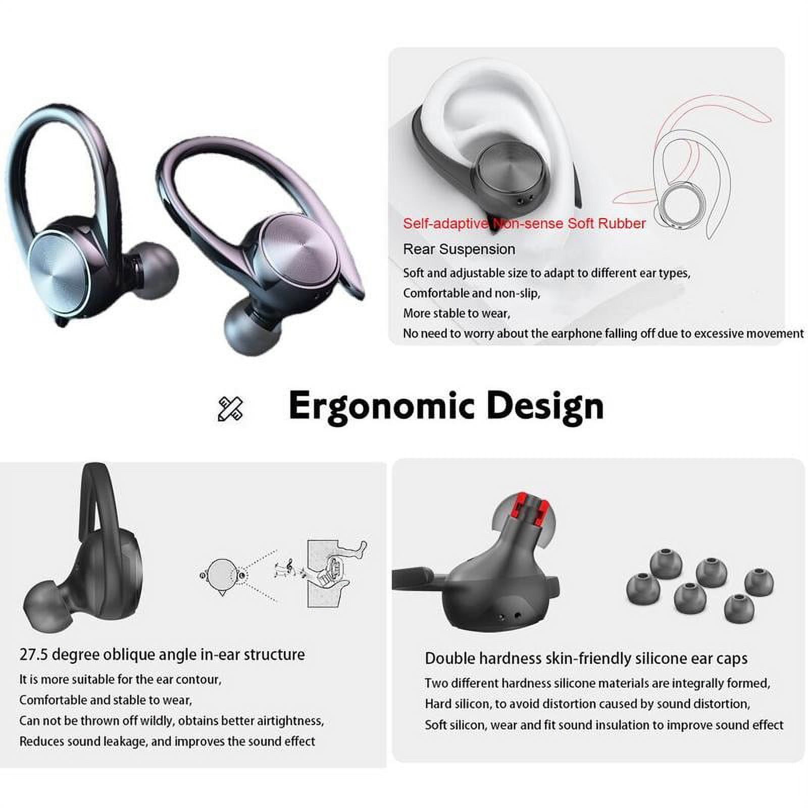 TWS Bluetooth Earphones With Microphones Sport Ear Hook LED Display Wireless Headphones HiFi Stereo Earbuds Waterproof Headsets
