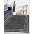 thumbnail image 2 of RUG ROBOT Modern Bordered Machine Washable Rug, Ultra-Thin Soft 3x5 Rugs for Bedroom Entryway Living Room, Non-Slip Stain Resistant Small Carpet for Laundry Entry（3'x 5',Black), 2 of 6