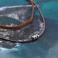 thumbnail image 4 of Boho Layered Leather Choker Necklace Brown Suede Choker Necklace Silver Beads Pendant Necklace Vintage Velvet Short Necklace Leather Cord Choker Necklace Jewelry for Women, 4 of 7