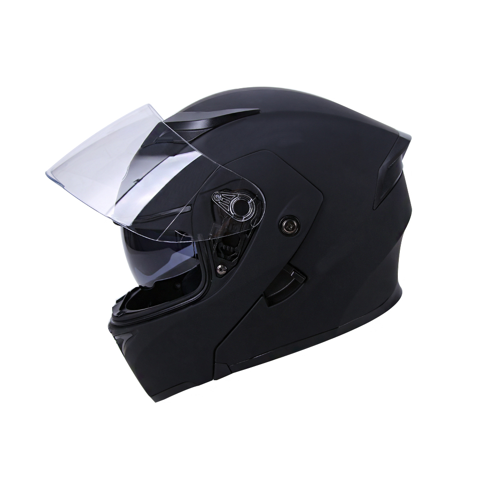 Oumurs DOT Black Motorcycle Modular Flip-Up Helmet, Dual Visors, Street Bike Touring, XL