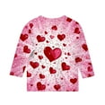thumbnail image 5 of dazeni 3-12 Years Girls 3/4 Sleeve Round Neck T-Shirts Valentina's Day Spring Summer Shirts Funny Love Heart Graphic Tee Tops Red9, 5 of 5