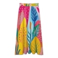 thumbnail image 3 of Vibrant Colorful Tropical Leaf Art Women High Waist Midi Skirt Elegant Midi Skirt High Waist A-line for Women, 3 of 4