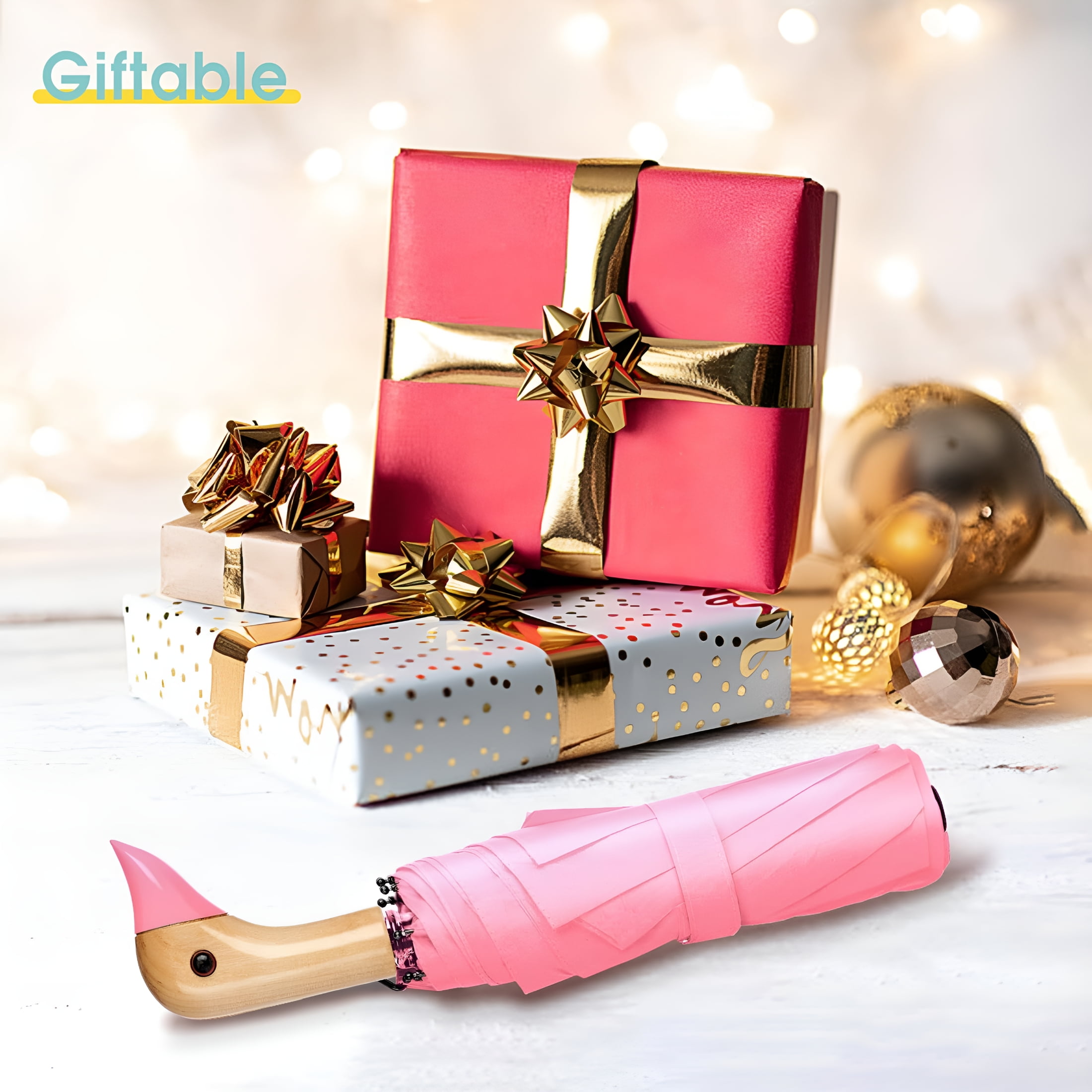 GASTROPOD Cute Duckhead Umbrella - Compact 3-Fold Travel Umbrella for Women