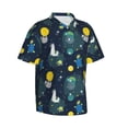 thumbnail image 2 of Qekee Space and Animals print Hawaiian Shirt for Men Short Sleeve Button Down Shirts Beach Tropical Casual Shirts, 2 of 9