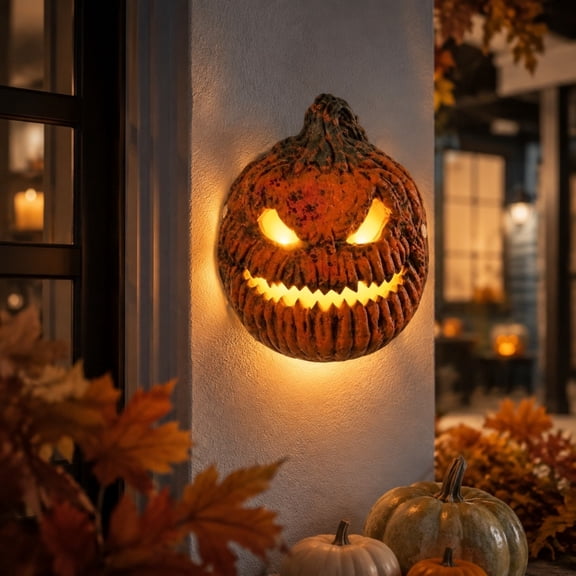Clearance Pumpkin Light Cover 11‘’, Spooky Jack O Lantern Light Shade Mask for Outdoor Sconce, Halloween Decor for Gift, 1 Pack
