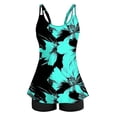 thumbnail image 4 of Aboser Womens Two Piece Beach Tankini Swimsuits Long Torso Top with Boyshorts High Waisted Tankinis Set Boho Floral Printing Bathing Suit Push Up Padded Beachwear, 4 of 7