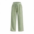 thumbnail image 4 of Women's Fashion Solid Color Elastic Waist Casual Pocket Straight Leg Loose Pants, 4 of 6