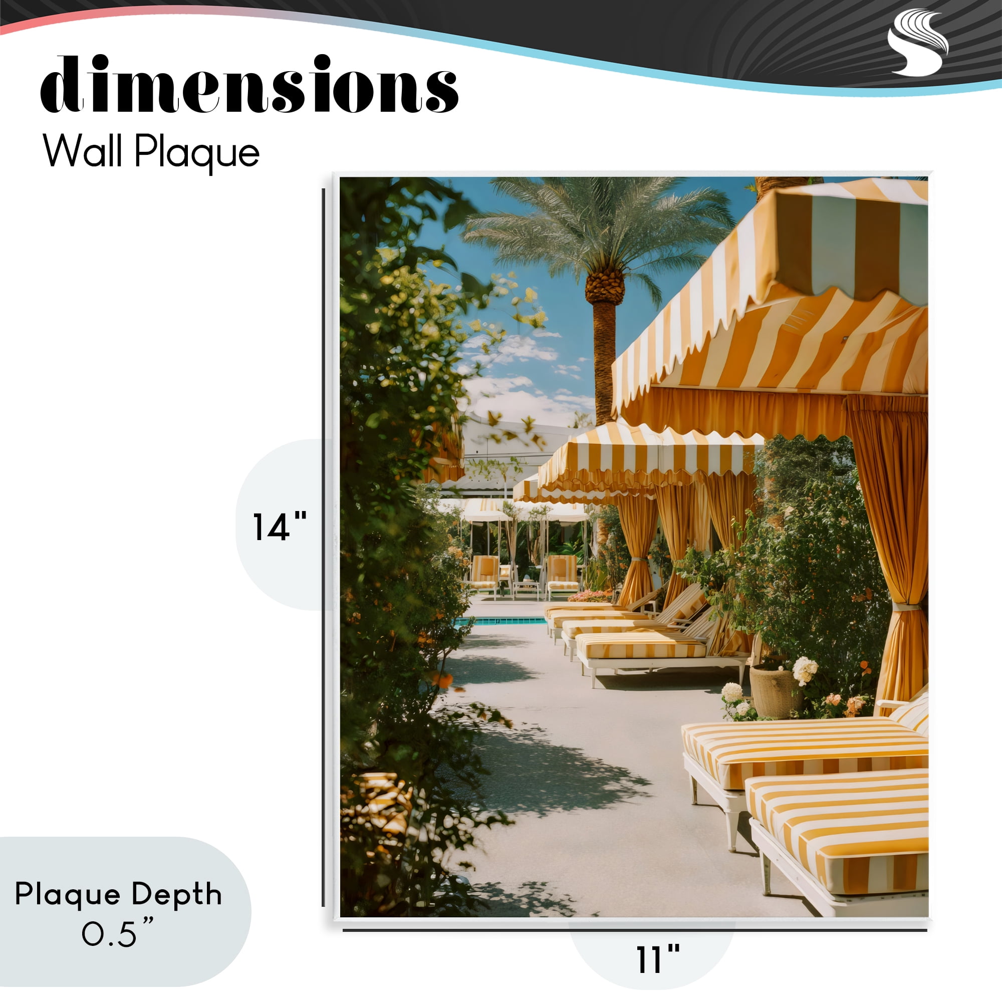 Stupell Industries Vintage Cabanas at Poolside Wall Plaque Art, design by Franklyn Gregory