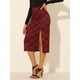 thumbnail image 2 of Falda Con Hendidura Elástica Tejida Con Espalda Elástica De Línea Recta Con Patrón A Cuadros Para Mujer rojo L, 2 of 6