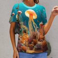 thumbnail image 6 of Jellyfish Ocean Style T Shirts Basic T-Shirt Short Sleeve Ladies Tee Shirt Summer Graphic Clothing, 6 of 6