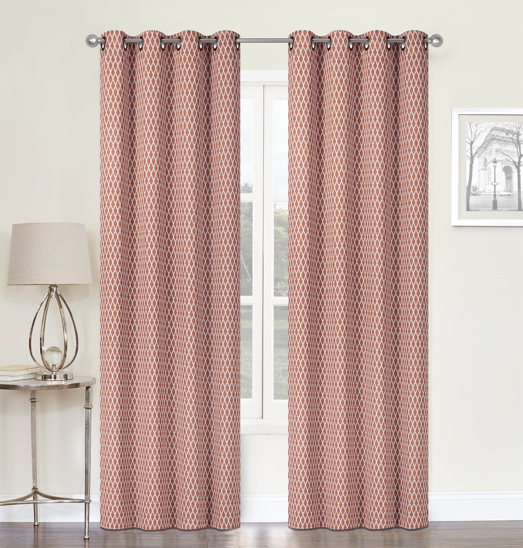 Kate Aurora 2 Pack Embroidered Lattice Grommet Top Curtains Assorted Colors 