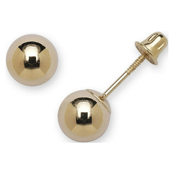 14k Yellow Gold 6mm Ball Shape Screw-Back Earrings