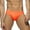 Orange, variant on Mens Swim Brief Male Low Waist Bikini Briefs Solid Color Nylon Swimming Briefs Cup Anti Embarrassing Beach Shorts Tie(Orange,L)