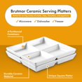 thumbnail image 3 of Bruntmor Snacks Dinner Serving Tray Dish in White |10 x 10 inch Set of 2 Decorative Ceramic Appetizer 4 -Compartment Serving Platter Tray | Chafing Dish | Serving Dishes, 3 of 8