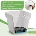 thumbnail image 2 of 6-Pack Square Planters - Heavy Duty White Pots for Indoor Plants, Plastic Flower Pots with Built-in Drainage Tray & Stopper, Matte Modern Garden Planter for Herbs & Succulents, 2 of 4