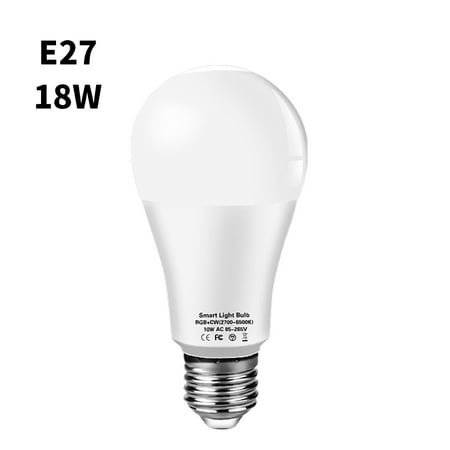 

Smart Bulb 2700K-6500K RGB Tuya WiFi Lamp 2.4GHz Voice Control Light Bulb for Home Bar 18W