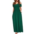 thumbnail image 2 of BKQCNKM Strapless Dress for Women Womens Dresses Casual Dresses for Women Maxi Pocket Floral Elegant Shoulder Dress Modest Dresses for Women Off Shoulder Dresses for Women Green L, 2 of 8