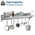 thumbnail image 5 of Danolapsi Stainless Steel Wall Mount Shelf 12" x 24" - Multifunctional Metal Storage Rack with Backsplash and 5 Hooks-Good for Restaurant, Bar,Home,Kitchen,Laundry,Garage and Utility Room, 5 of 9