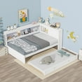thumbnail image 2 of Euroco Wood Full Size Daybed with Storage Shelves and Trundle, USB Charging and LED Light, White, 2 of 14