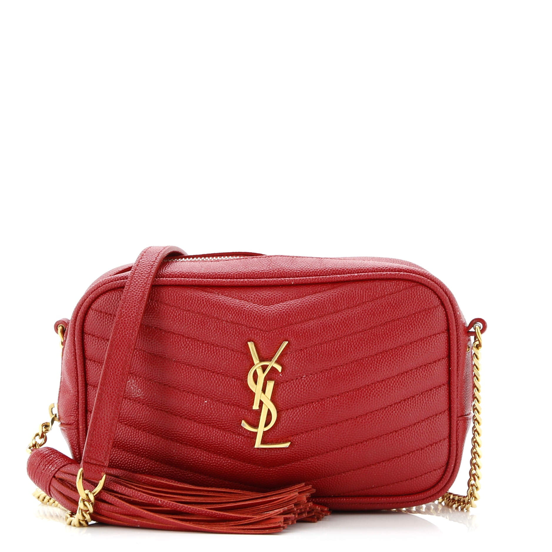 Pre-Owned Saint Laurent Lou Camera Bag Matelasse Chevron Leather Mini By Rebag