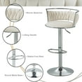 thumbnail image 5 of Velvet Swivel Bar Stools Set of 2 High Back Adjustable Bar Chairs with Silver Footrest for Kitchen Counter Square Island, Ivory, 5 of 5