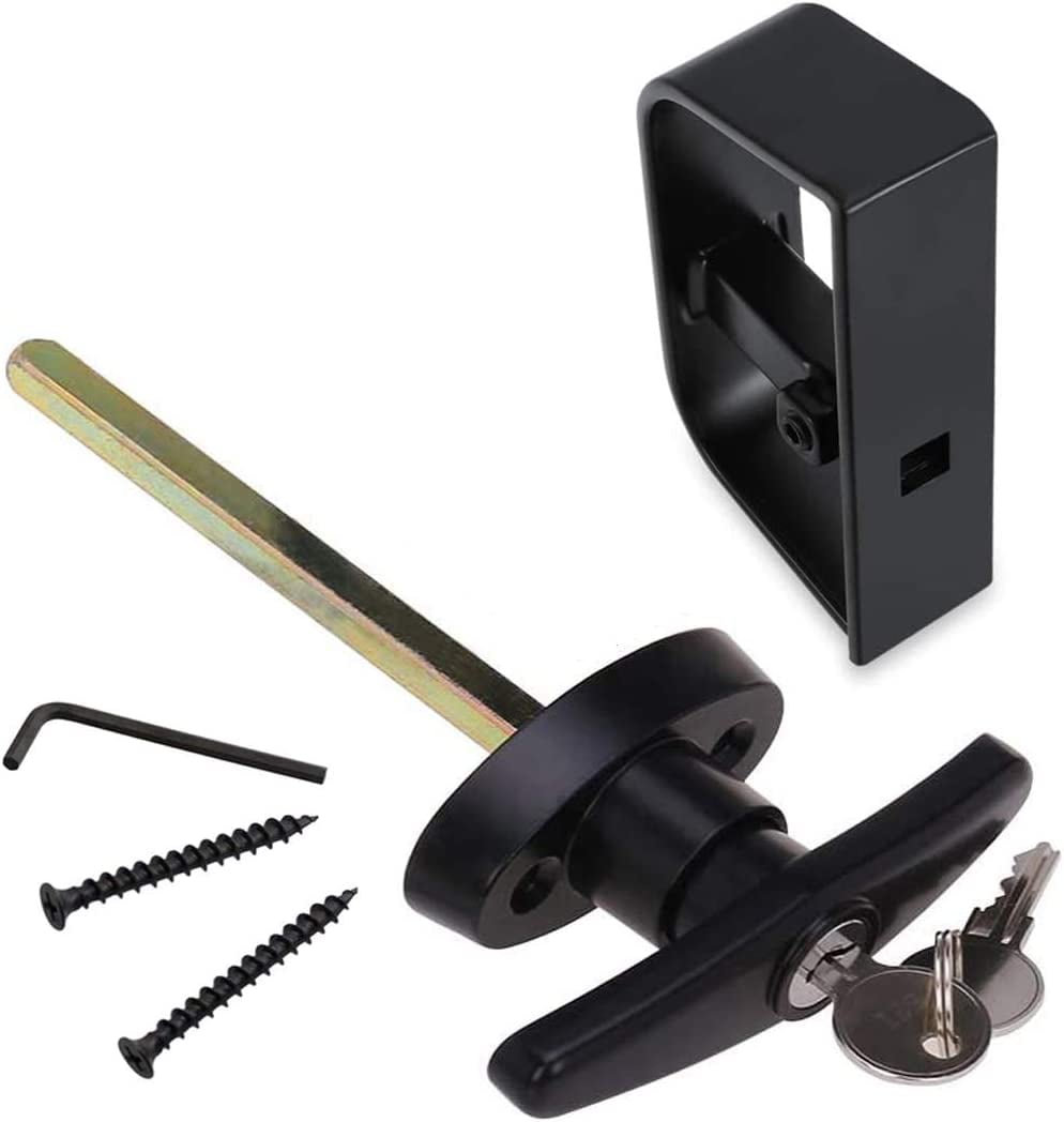 Shed Door Handle Lock Set 41\\/2" T Handle with 2 Keys and 2 Screws, 4