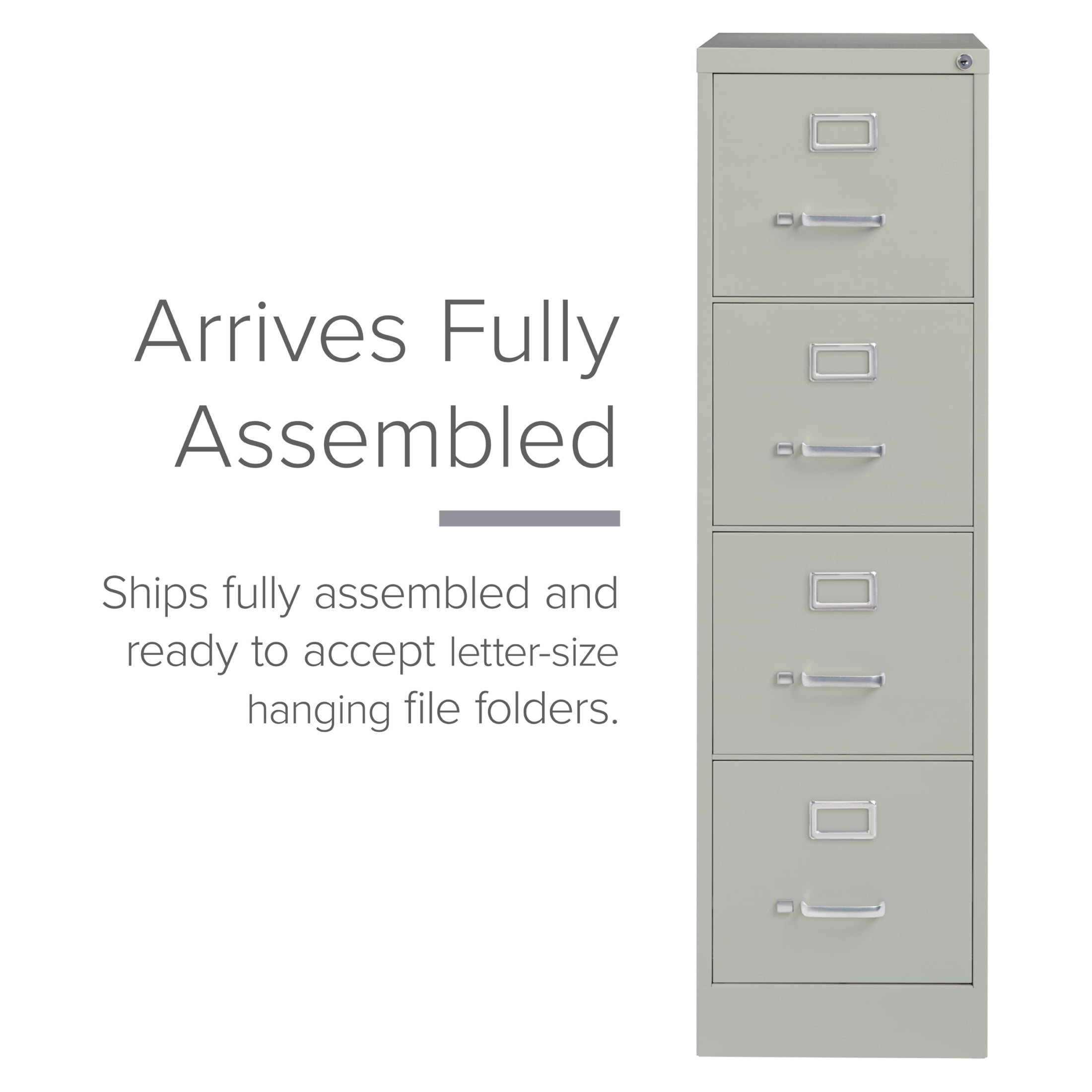 Hirsh 4 Drawer Letter Locking Metal Vertical File Cabinet, 22" Deep, Gray