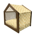 thumbnail image 2 of Quatrefoil Pet House, Age-Old Trellis Pattern in the Shades of Yellow Historical Eastern, Outdoor & Indoor Portable Dog Kennel with Pillow and Cover, 5 Sizes, Marigold Mustard White, by Ambesonne, 2 of 5