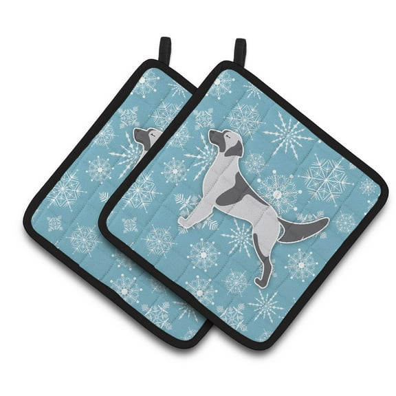 Carolines Treasures BB3481PTHD Winter Snowflake English Setter Pair of Pot Holders , 7.5HX7.5W, multicolor