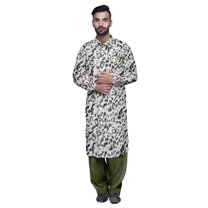 Atasi Printed Rayon Pathani Kurta With Solid Salwar For Mens Party Wear