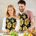 thumbnail image 3 of Black Bee Yellow Flower Pattern Apron-Garden Aprons for Women with Pockets-Cotton Linen Waterproof Kitchen Cooking Gardening Aprons Adjustable for Kitchen,Cooking,BBQ and Salon 33x27 Inch, 3 of 7