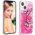 thumbnail image 3 of Case for iPhone 15, iPhone 15 Case Cute Pink Glitter Luxury Sparkle Liquid for Girls Women Quicksand Clear Soft TPU Protective Phone Case for iPhone 15 Pink Butterfly, 3 of 10