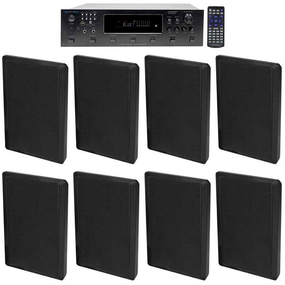 Technical Pro 6000w 6-Zone Home Theater Bluetooth Receiver 8) Slim Wall Speakers