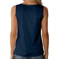 thumbnail image 3 of Tank Tops for Women Crew Neck Sleeveless Basic Solid Color Summer Casual Layering Shirts Navy 2XL, 3 of 3