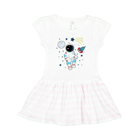 

Inktastic Astronaut the Moon Spaceship and Shooting Star for Light Colors Gift Toddler Girl Dress