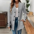 thumbnail image 3 of Women's Fashionable Casual Long-Sleeved Solid Color Three-Button Double-Breasted Blazer for Fall and Winter Professional Wear,Gray,M, 3 of 6