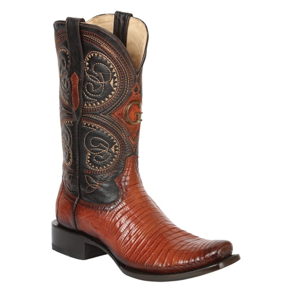 El General Men's Exotic Lizard Cowboy Boots - Cognac 45514