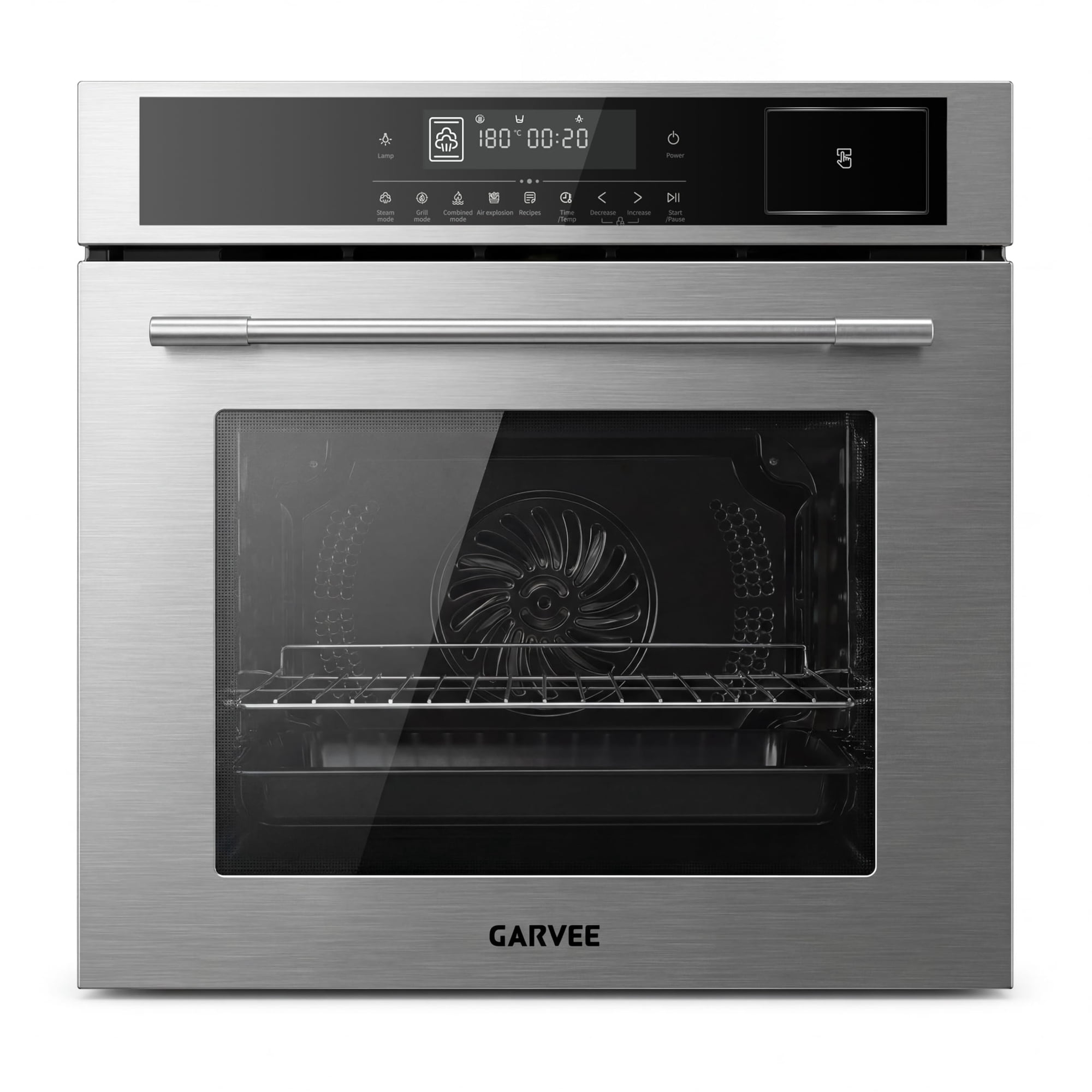 24 Inch Built-In Electric Steam Wall Oven 2.5 Cu.ft Capacity 5 Cooking Modes Touch Control Stainless steel