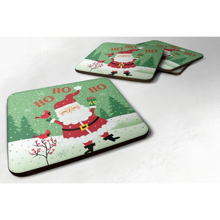

Carolines Treasures VHA3016FC Merry Christmas Santa Claus Ho Ho Ho Foam Coaster Set of 4 3 1/2 x 3 1/2 multicolor