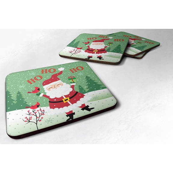 Merry Christmas Santa Claus Ho Ho Ho Foam Coaster Set of 4