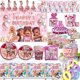 thumbnail image 2 of Juegos con temática Robloxed rosa para niños, suministros de fiesta de cumpleaños, juegos de mesa desechables, decoración, platos para niñas, taza, regalos para niños, 2 of 5
