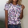 thumbnail image 1 of Fiudx Ofertas Del Día Tops con Estampado de Moda para Mujer, Blusa de Manga Corta, Camisetas Divertidas con Cuello Redondo, 1 of 4