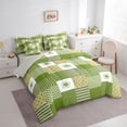 thumbnail image 3 of jejeloiu Modern Geometric Plaid 7-Piece Bedding Comforter Set,Retro Rhombus Pattern King Bedding Sets,Green Polka Dots Bed Sheets For Girls Boys,Super Cozy Room Decor Reversible, 3 of 8